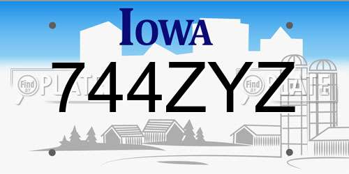 744ZYZ Iowa License Plate