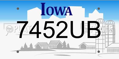 7452UB Iowa License Plate