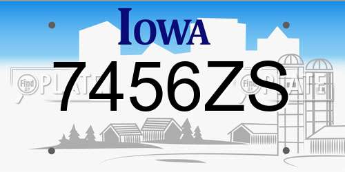 7456ZS Iowa License Plate
