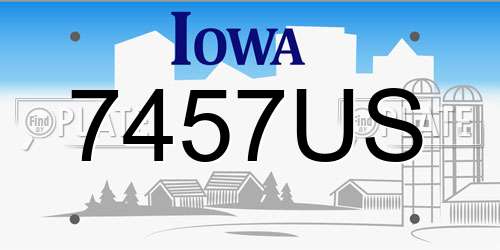7457US Iowa License Plate