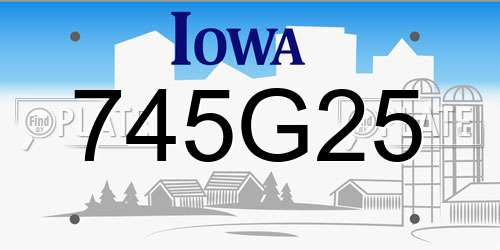 745G25 Iowa License Plate