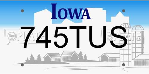 745TUS Iowa License Plate