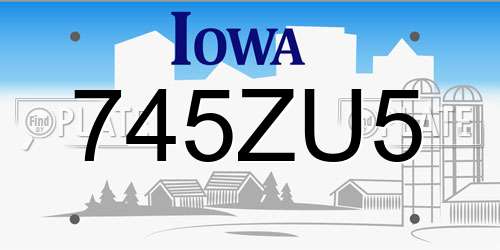 745ZU5 Iowa License Plate
