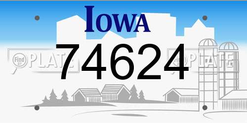 74624 Iowa License Plate