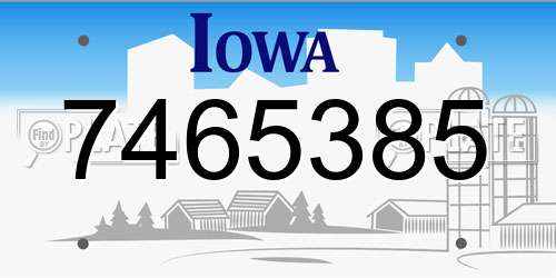 7465385 Iowa License Plate