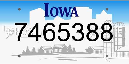 7465388 Iowa License Plate