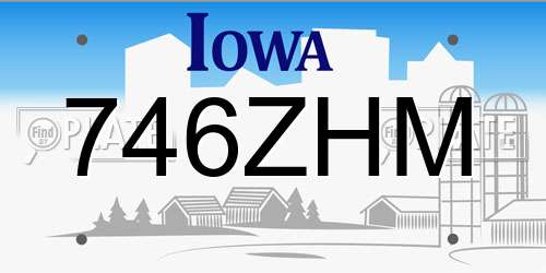 746ZHM Iowa License Plate