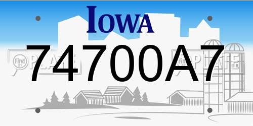 74700A7 Iowa License Plate