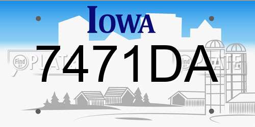 7471DA Iowa License Plate