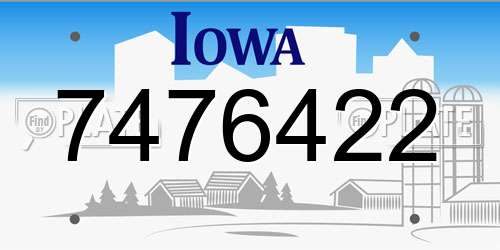 7476422 Iowa License Plate