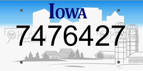 7476427 Iowa License Plate
