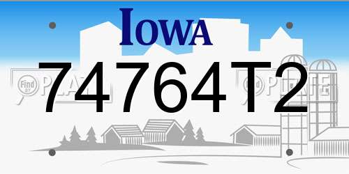 74764T2 Iowa License Plate