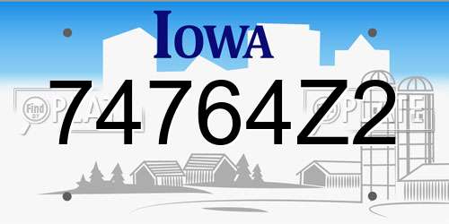 74764Z2 Iowa License Plate