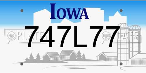 747L77 Iowa License Plate