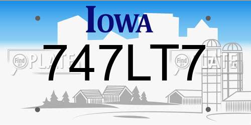 747LT7 Iowa License Plate