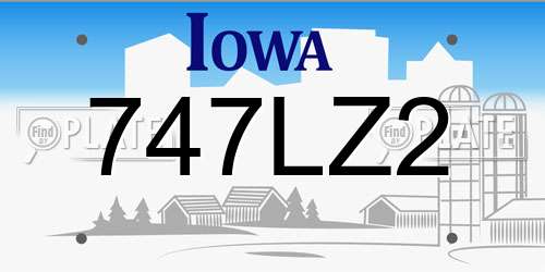 747LZ2 Iowa License Plate
