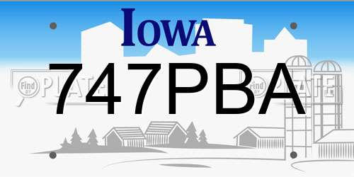 747PBA Iowa License Plate