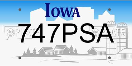 747PSA Iowa License Plate