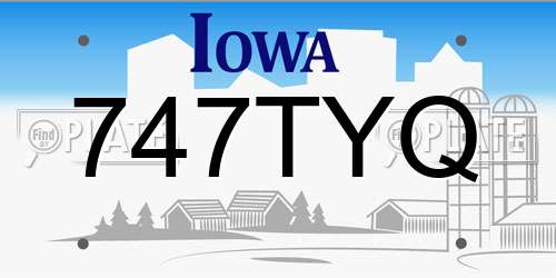 747TYQ Iowa License Plate