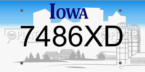 7486XD Iowa License Plate