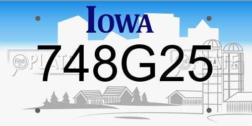 748G25 Iowa License Plate
