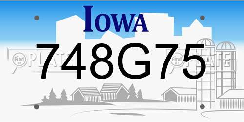 748G75 Iowa License Plate