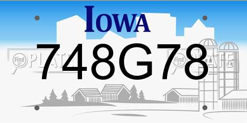 748G78 Iowa License Plate