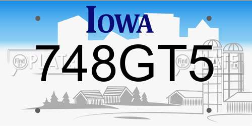 748GT5 Iowa License Plate