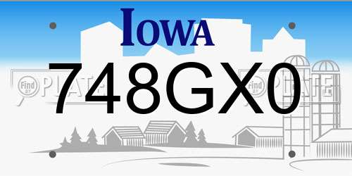748GX0 Iowa License Plate
