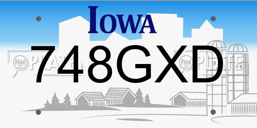 748GXD Iowa License Plate