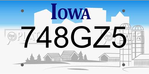 748GZ5 Iowa License Plate