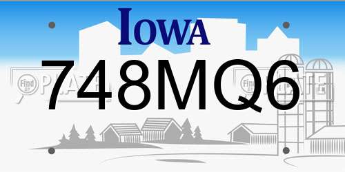 748MQ6 Iowa License Plate
