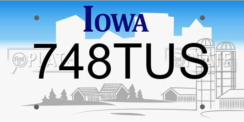 748TUS Iowa License Plate