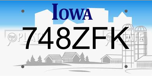 748ZFK Iowa License Plate