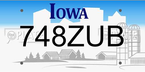 748ZUB Iowa License Plate