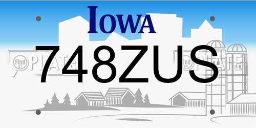 748ZUS Iowa License Plate