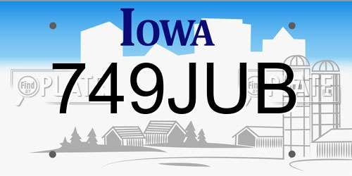 749JUB Iowa License Plate
