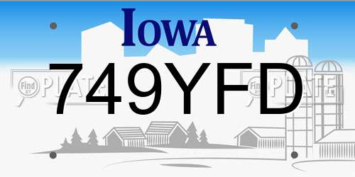 749YFD Iowa License Plate