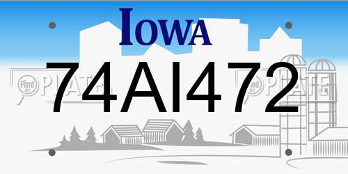 74AI472 Iowa License Plate