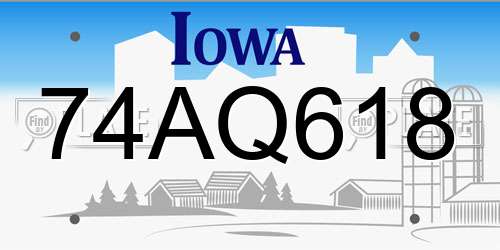 74AQ618 Iowa License Plate