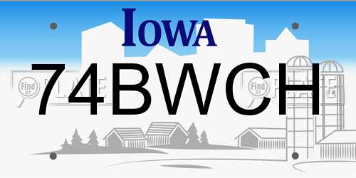 74BWCH Iowa License Plate