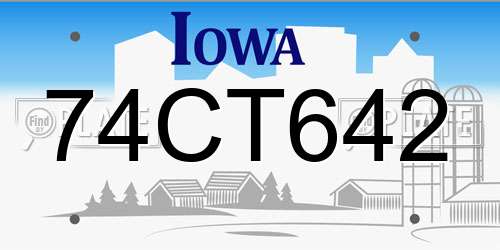 74CT642 Iowa License Plate