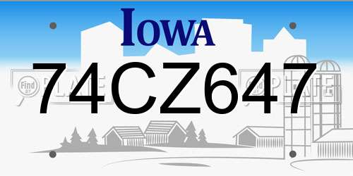 74CZ647 Iowa License Plate