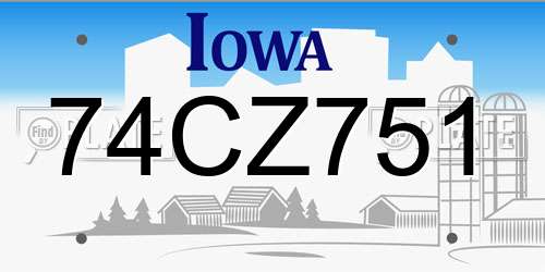 74CZ751 Iowa License Plate
