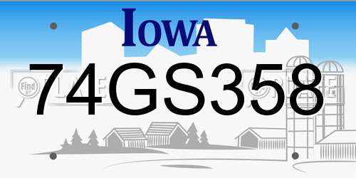 74GS358 Iowa License Plate