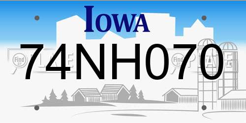 74NH070 Iowa License Plate
