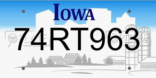 74RT963 Iowa License Plate