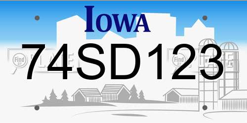 74SD123 Iowa License Plate