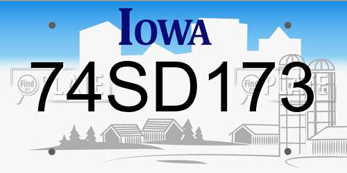 74SD173 Iowa License Plate
