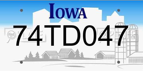 74TD047 Iowa License Plate